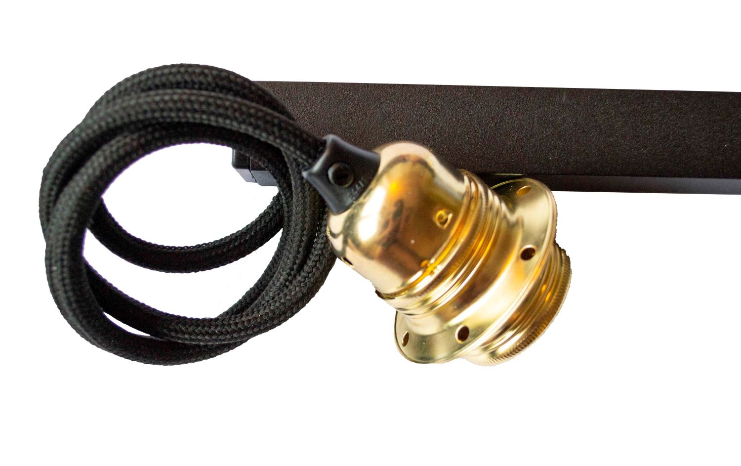 Sort forlængerarm lavet til en hængende lampeskærm med E27-holder